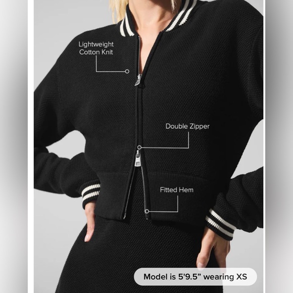 ALO Yoga Black Tennis Sweater - Picture 4 of 8